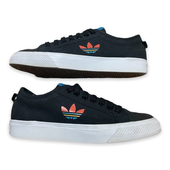 adidas Mens Shoes Size 8 FW4540 Core Black Cloud White Signal Cyan Nizza Trefoil - Picture 1 of 6